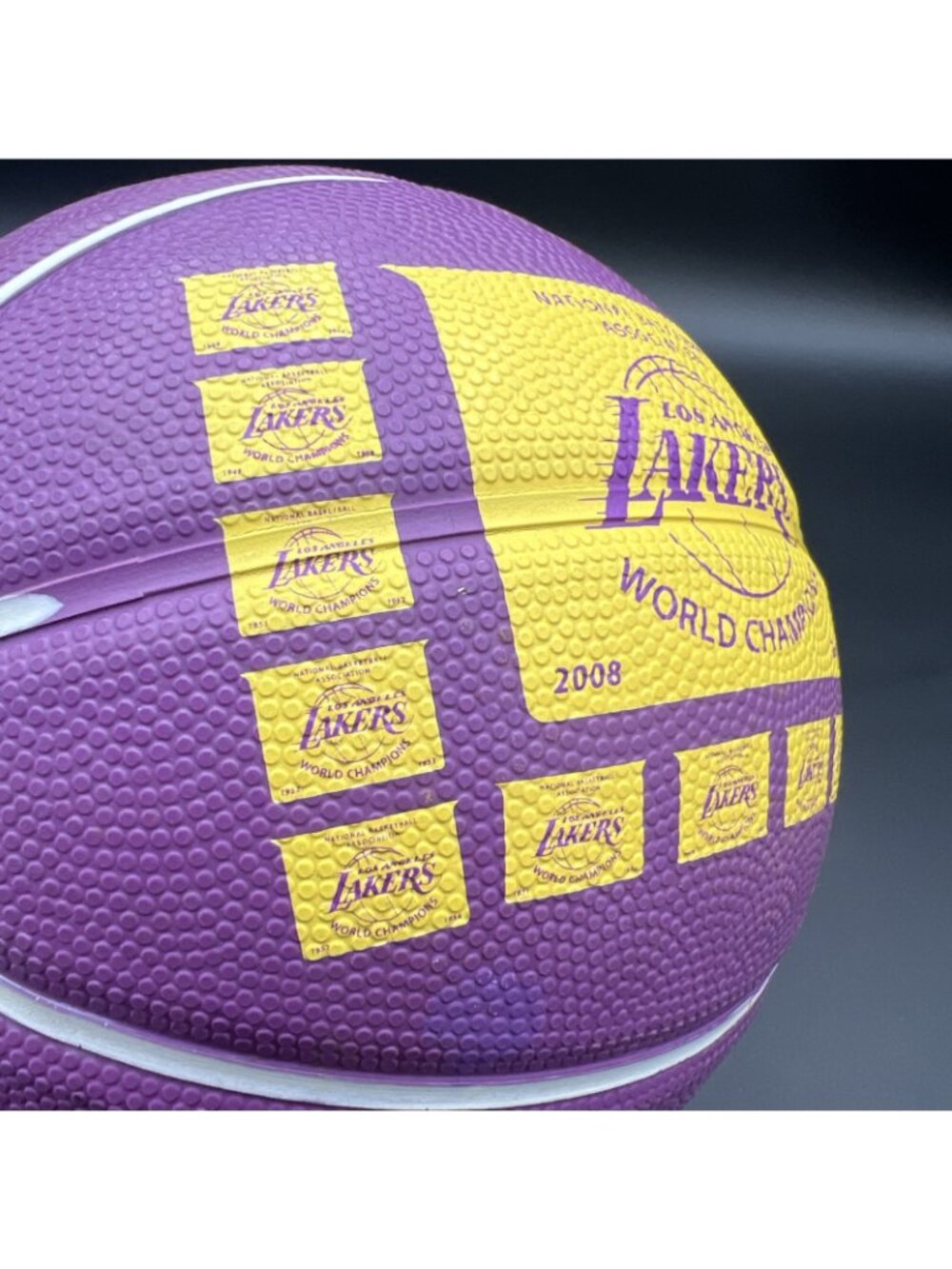 Vtg Spalding/LA LAKERS NBA Souvenir/Kid Toy Mini 7" Basketball; Purple/Yellow - Picture 7 of 11